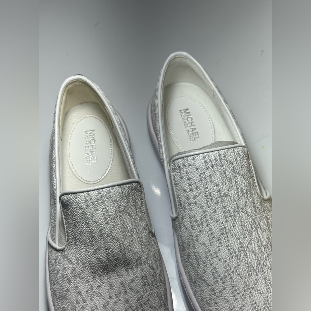 MICHAEL Michael Kors Keaton Slip-On (White Mini MK Logo Coated Canvas/Nappa) - Picture 7 of 16